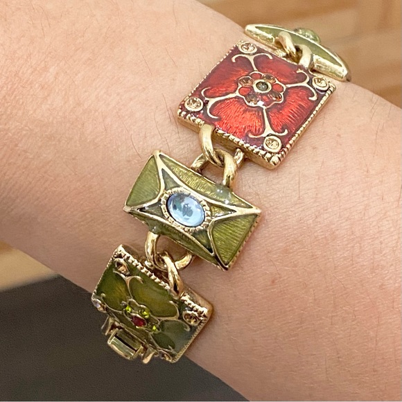 Vintage LIZ CLAIBORNE Enameled Link Bracelet - Picture 2 of 12